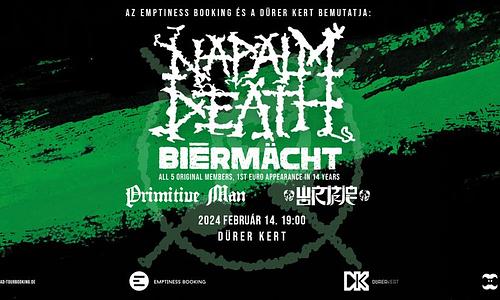 Napalm Death (UK), Biermacht (US), Primitive Man (US), Wormrot (SGP) - Dürer Kert