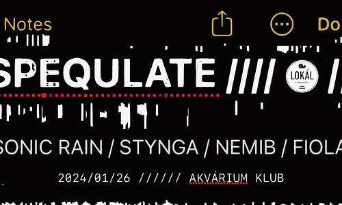 SPEQULATE I AKVÁRIUM I 01.26.