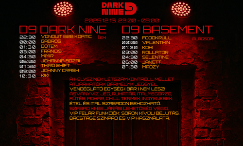 D9 DARK NINE SZILVESZTER I. ÉS II. RENDEZVÉNY