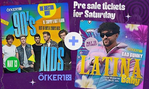 Ötkert Saturday: 90'S KIDS / One Direction Night & Bistro: Latina, Baby! ~ Bad Bunny edition // 05.13.